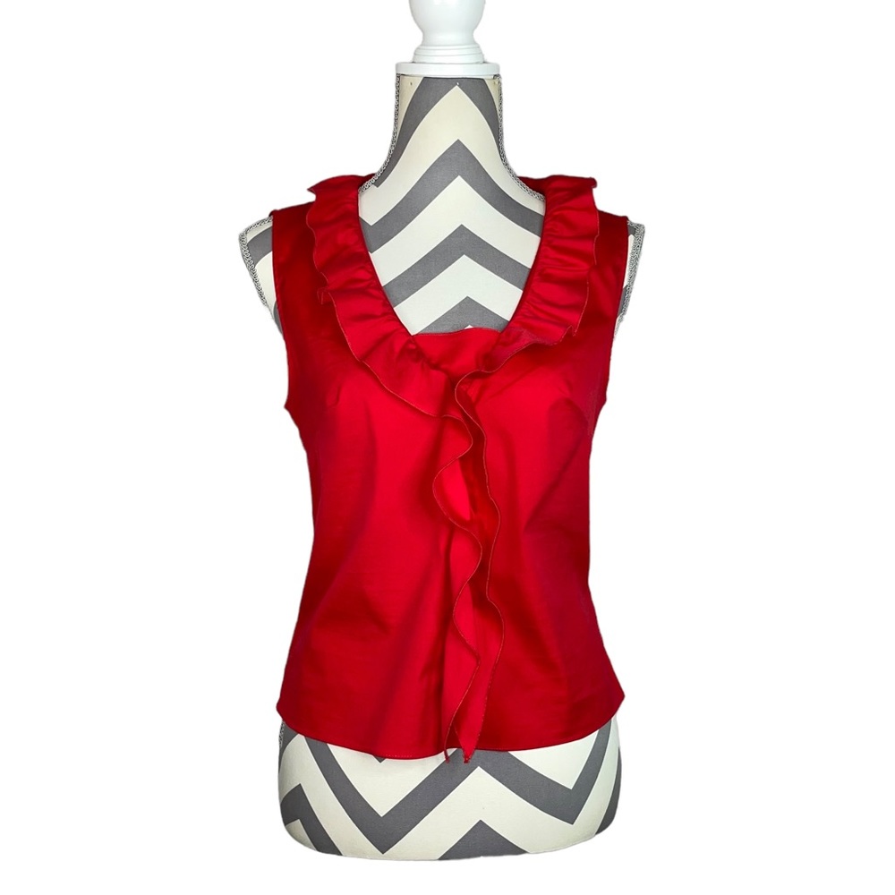Moschino Cheap and Chic Red Ruffled Sleeveless Shirt Size 10 Made in Italy
